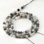 Load image into Gallery viewer, 3mm Natural Black Rutile Quartz Faceted Beads String – Grey Clear Round Gemstone Loose Beads for Jewellery Making (Wholesale)