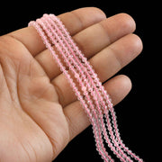 3mm Natural Rose Quartz Faceted Beads String – Soft Pink Round Gemstone Loose Beads for Jewellery Making (Wholesale)
