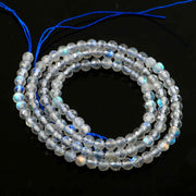 3mm Natural Labradorite Faceted Beads String – Flashy Grey Blue Round Gemstone Loose Beads for Jewellery Making (Wholesale)