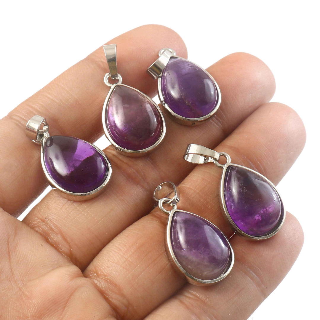 Natural Amethyst Pear Pendant – Purple Teardrop Gemstone Pendant for Jewellery Making & Resale (Wholesale)