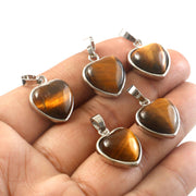 Natural Yellow Tiger Eye Heart Pendant – Golden Brown Gemstone Heart Charm for Jewellery Making & Resale (Wholesale)