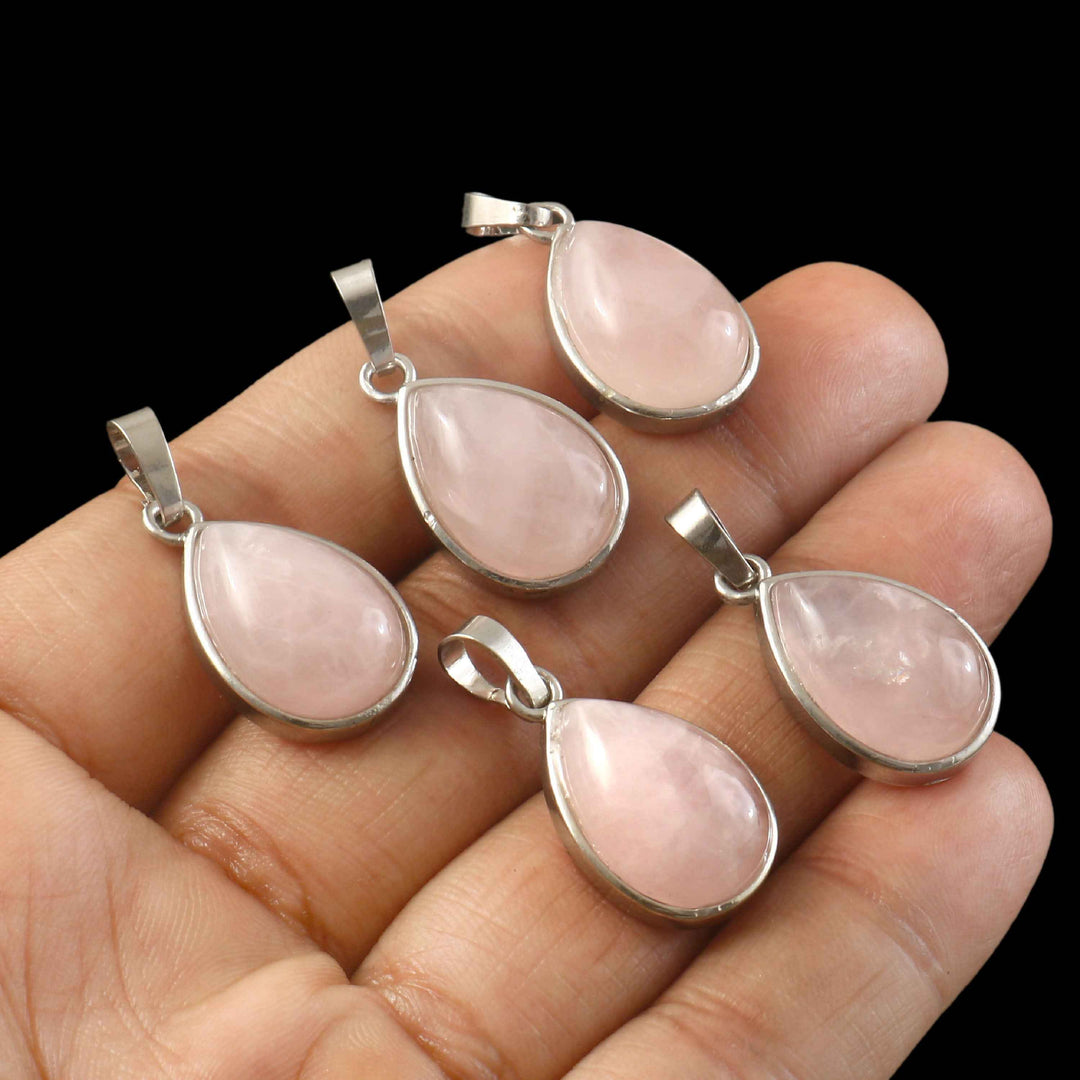 Natural Rose Quartz Pear Pendant – Soft Pink Teardrop Gemstone Charm for Jewellery Making & Resale (Wholesale)