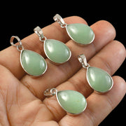 Natural Green Aventurine Pear Pendant – Soft Green Teardrop Gemstone Charm for Jewellery Making & Resale (Wholesale)