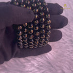 Load and play video in Gallery viewer, NATURAL OM MANI PADME HUM BLACK ONYX BRACELET
