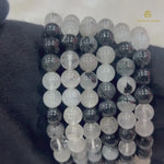 Load and play video in Gallery viewer, Natural Black Rutile Quartz Bracelet
