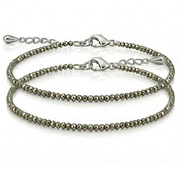 Natural Pyrite 3mm Anklet Pair (Set of 2) – Wholesale Crystal Anklet for Resellers & Jewellery Brands