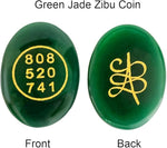 Load image into Gallery viewer, Green Jade Zibu Coin – Pack of 2 Pcs | Angelic Symbol + Grabovoi Code

