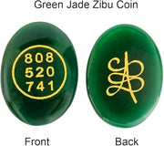 Green Jade Zibu Coin – Pack of 2 Pcs | Angelic Symbol + Grabovoi Code - Akshay Gems